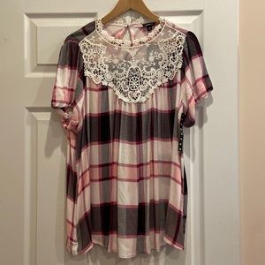 Torrid Pink Plaid Blouse